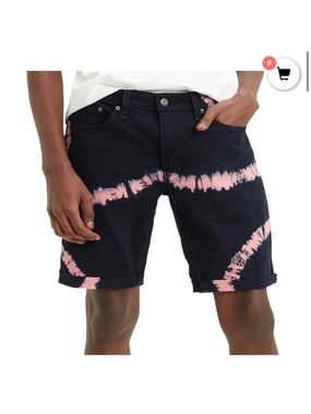 Levi’s 511 slim fit cut off shorts navy and pink tie dye size 32 EUC